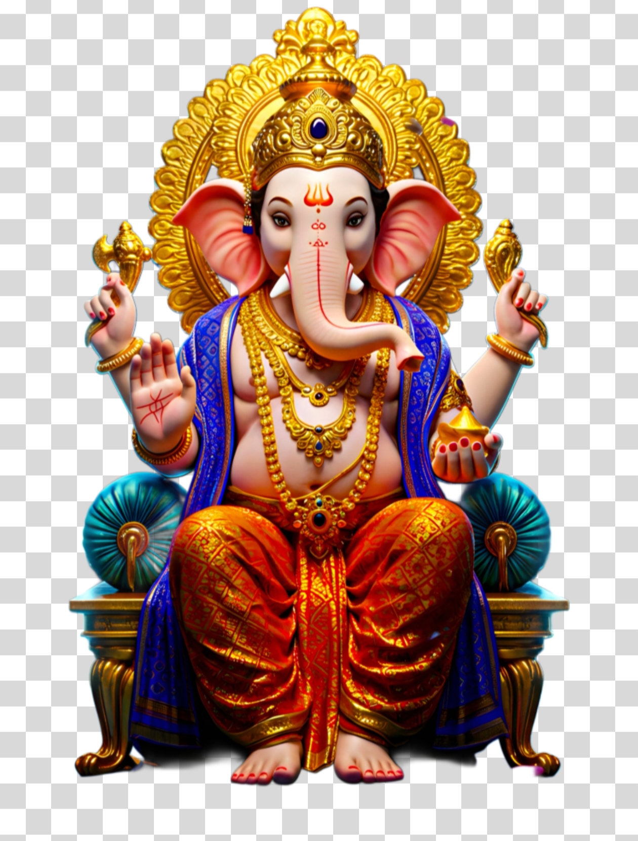 Regal Lord Ganesha on Throne PNG | Free HD Image