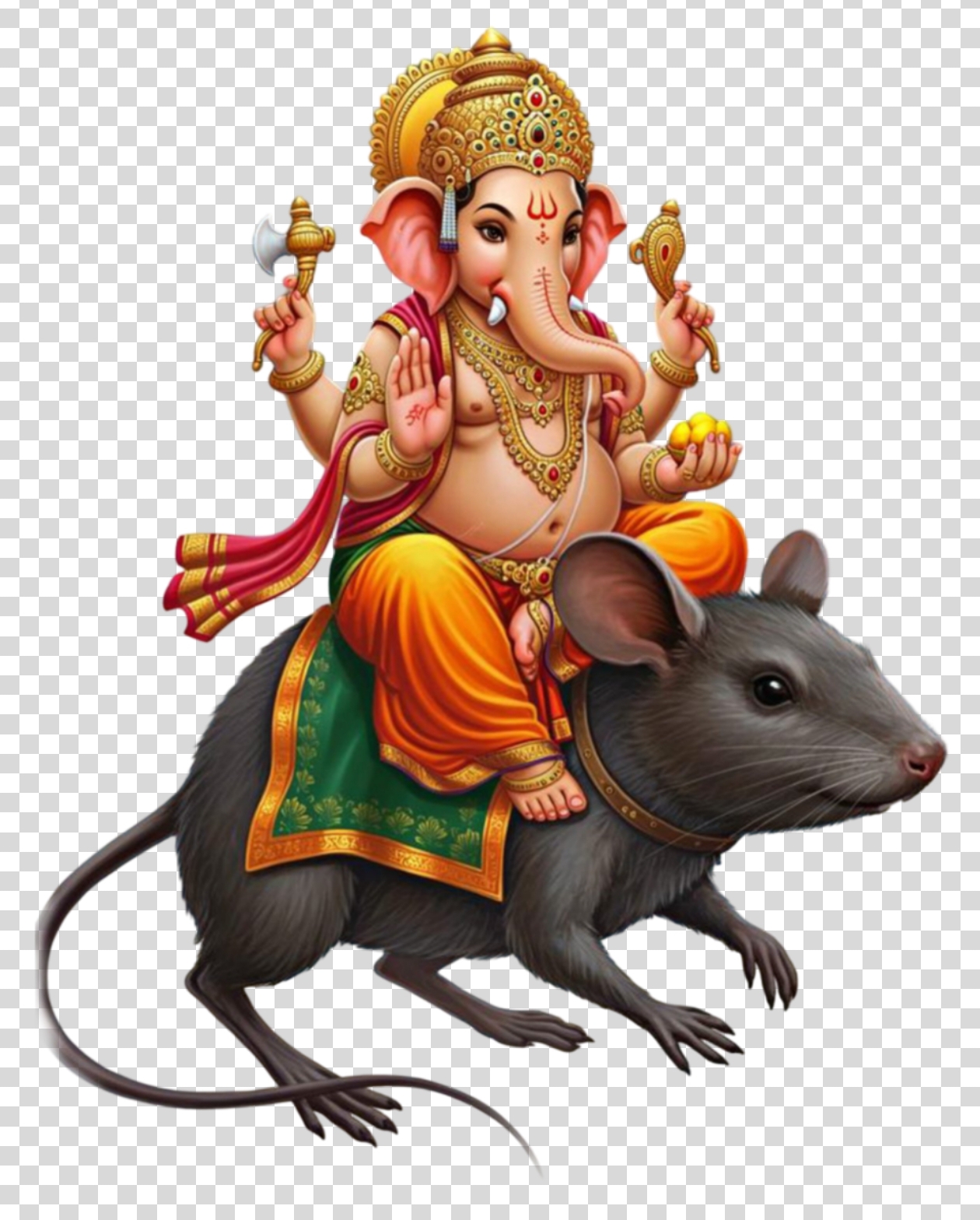 Lord Ganesha Riding a Mouse PNG png images 