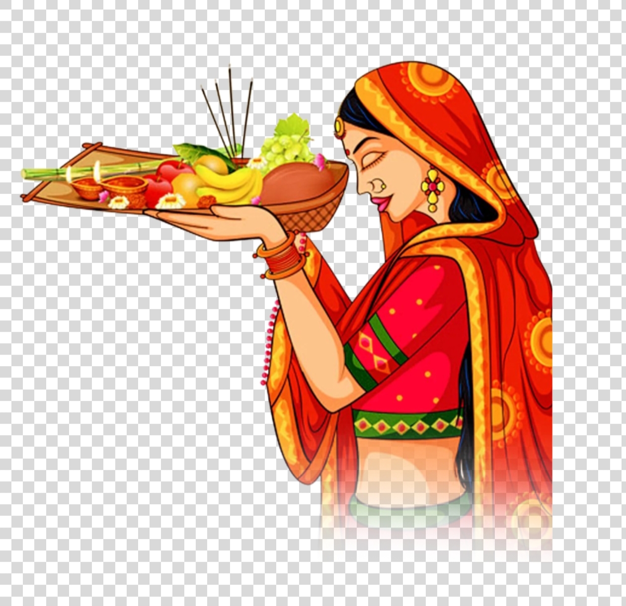 Chhath Puja Woman Illustration PNG | Free Download