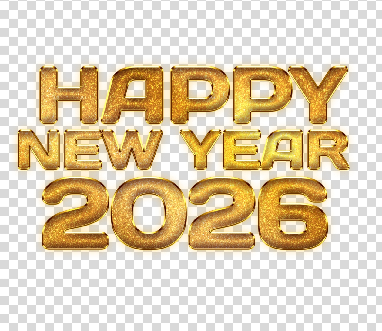 Golden Happy New Year 2026 PNG – Transparent Background