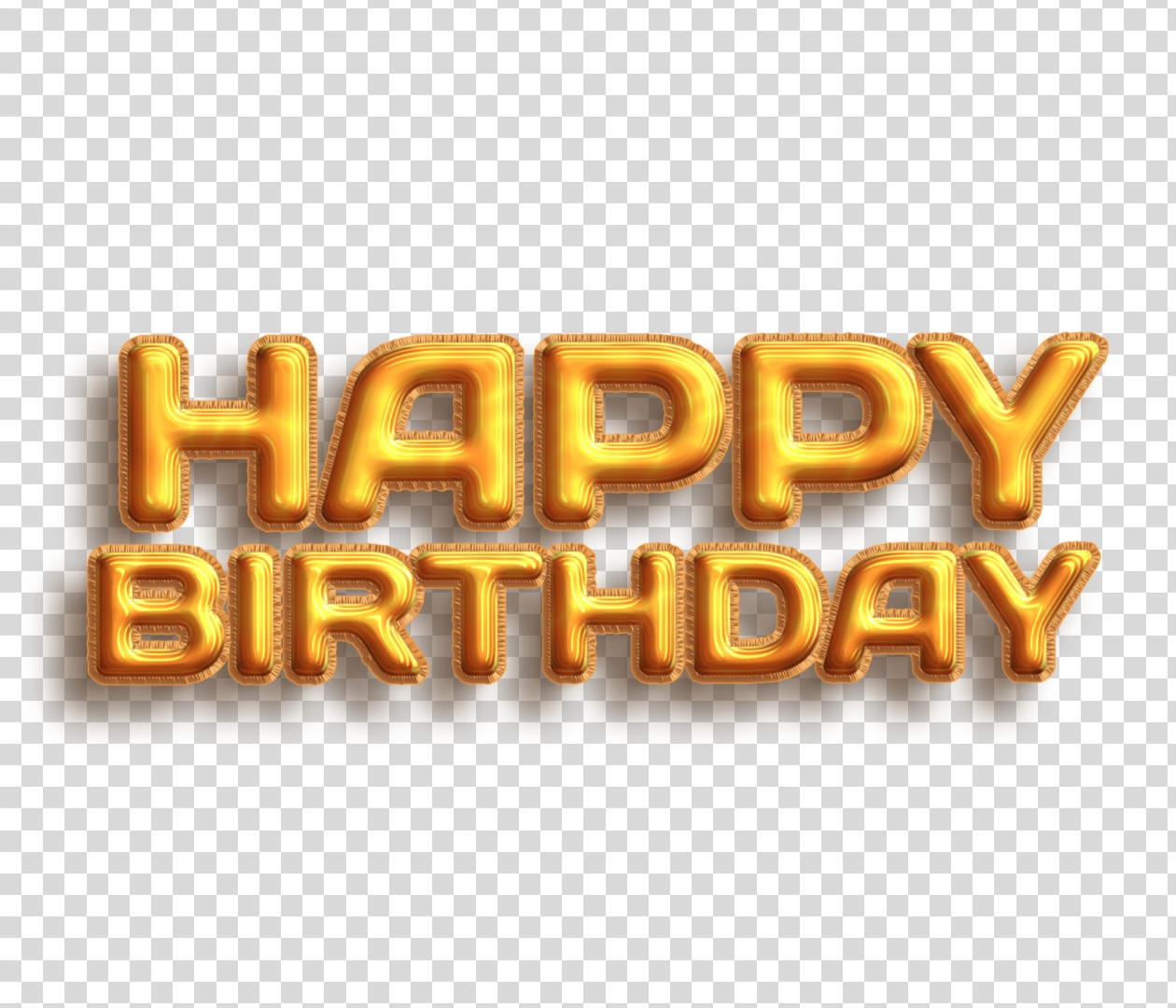Realistic Gold Foil Balloon Happy Birthday Text - Transparent PNG