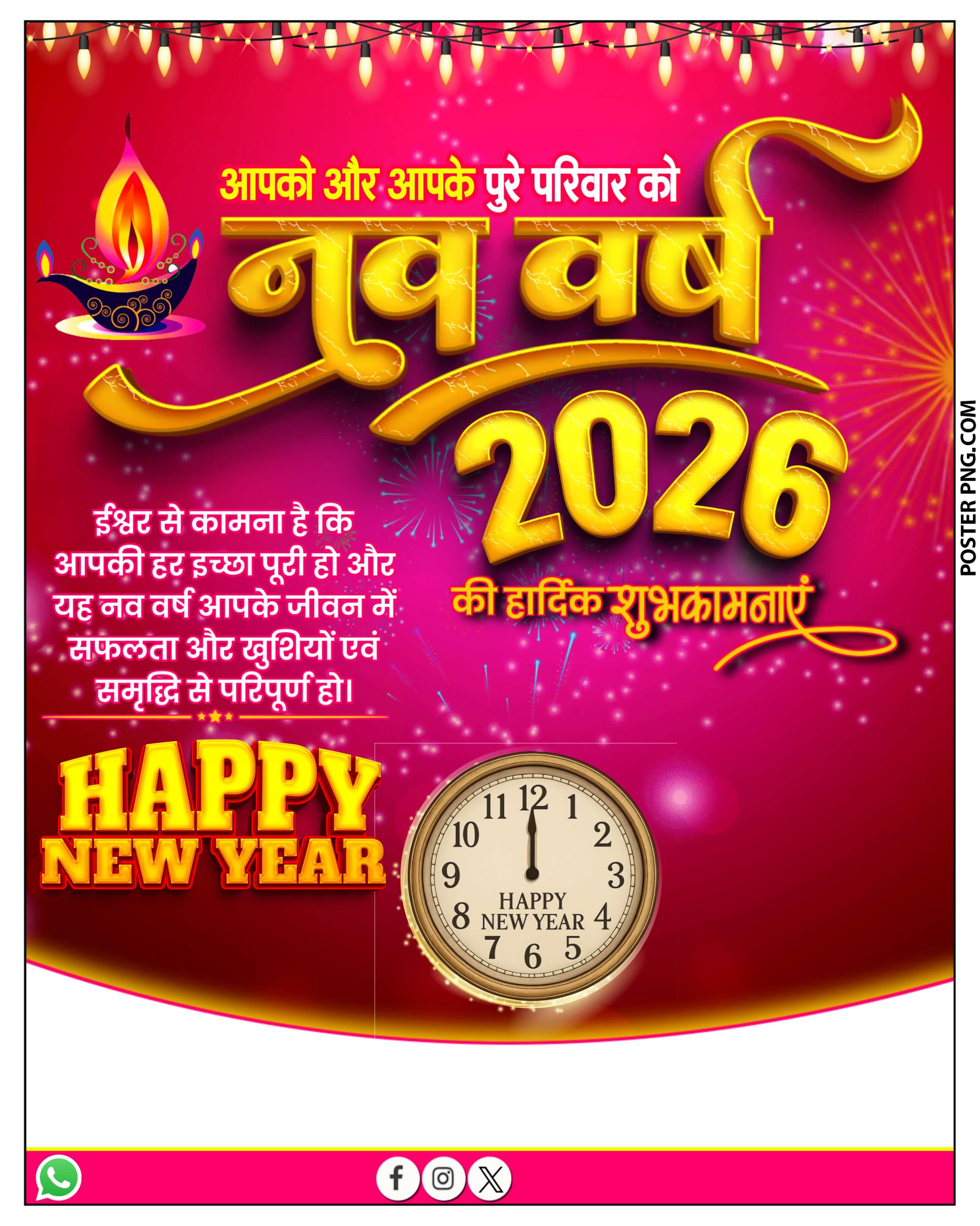 Happy New Year 2026 | Nav Varsh Poster PLP File | Editable PixelLab Template