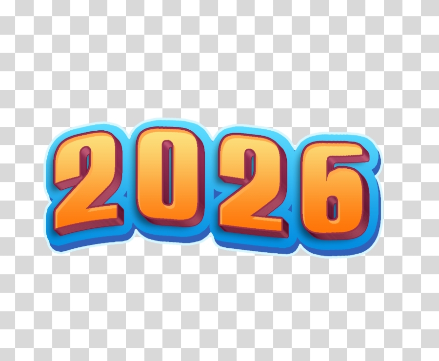 2026 3D Cartoon Text PNG | Transparent Background Clip Art